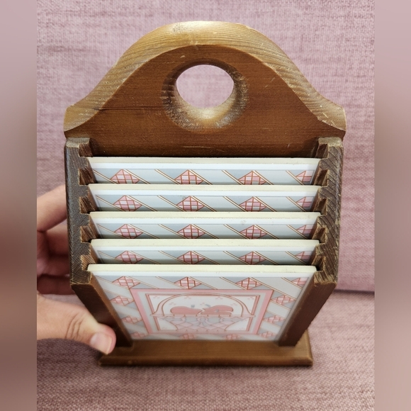 Vintage 1989 House of Lloyd Country Cottage Set of 4 Tile Coaster / Trivet Set - Picture 4 of 10